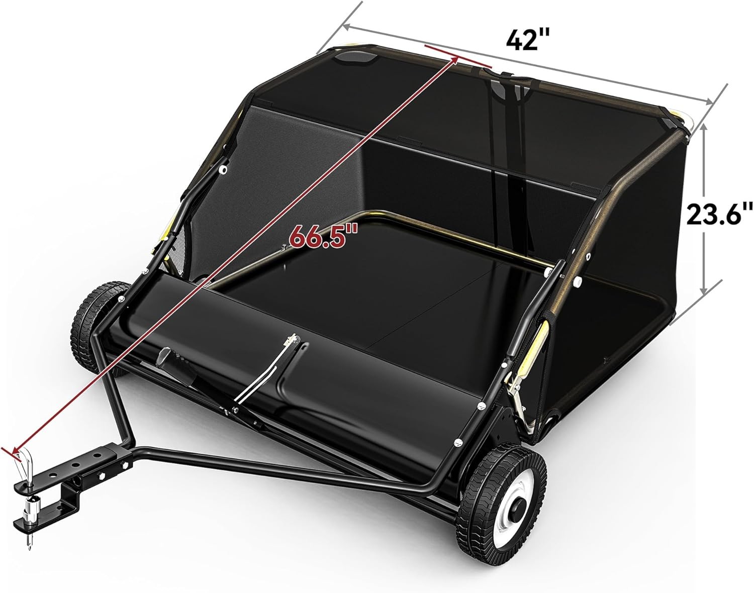 42" Tow Behind Lawn Sweeper Leaf Collector Sweeper for Lawn 12 Cu FT Capacity gallery