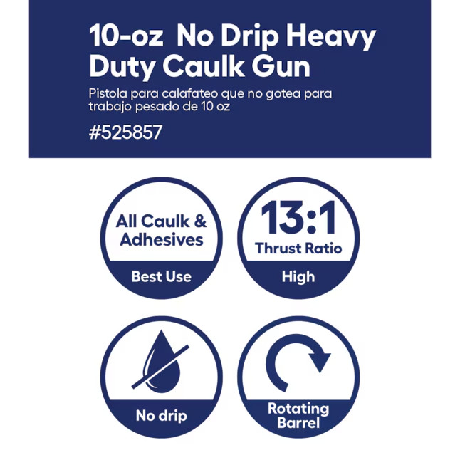 Project Source 10 oz Anti-Drip Smooth Rod Caulk Gun Sealant Applicator Tool gallery