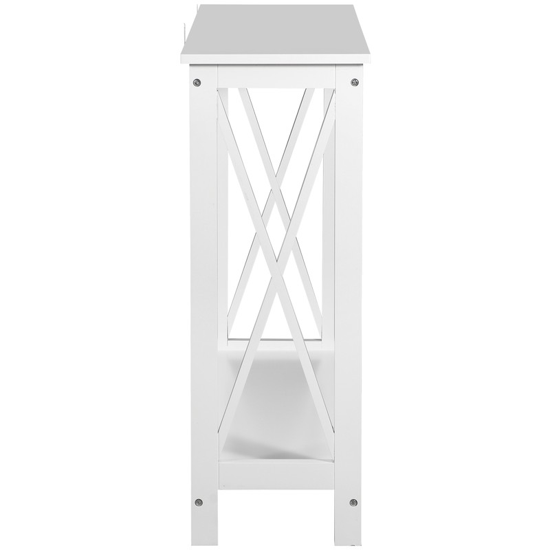 Console Table Entryway Table Narrow Sofa Side Table with 2-Tier Shelves White gallery
