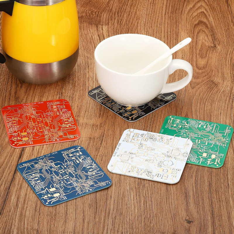 2Pcs Coasters, PCB Coasters Circuit Board Coasters FR-4 Drink Bar Coasters for D gallery