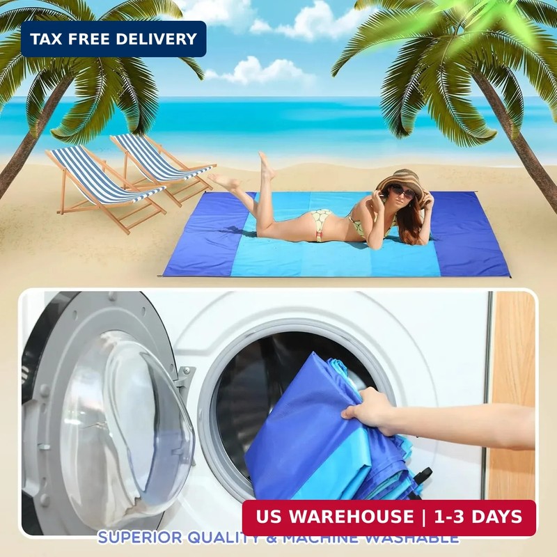 Weysat 10 Sets Beach Blankets Bulk Sandproof 78 x 82'' Large Waterproof Picnic B gallery
