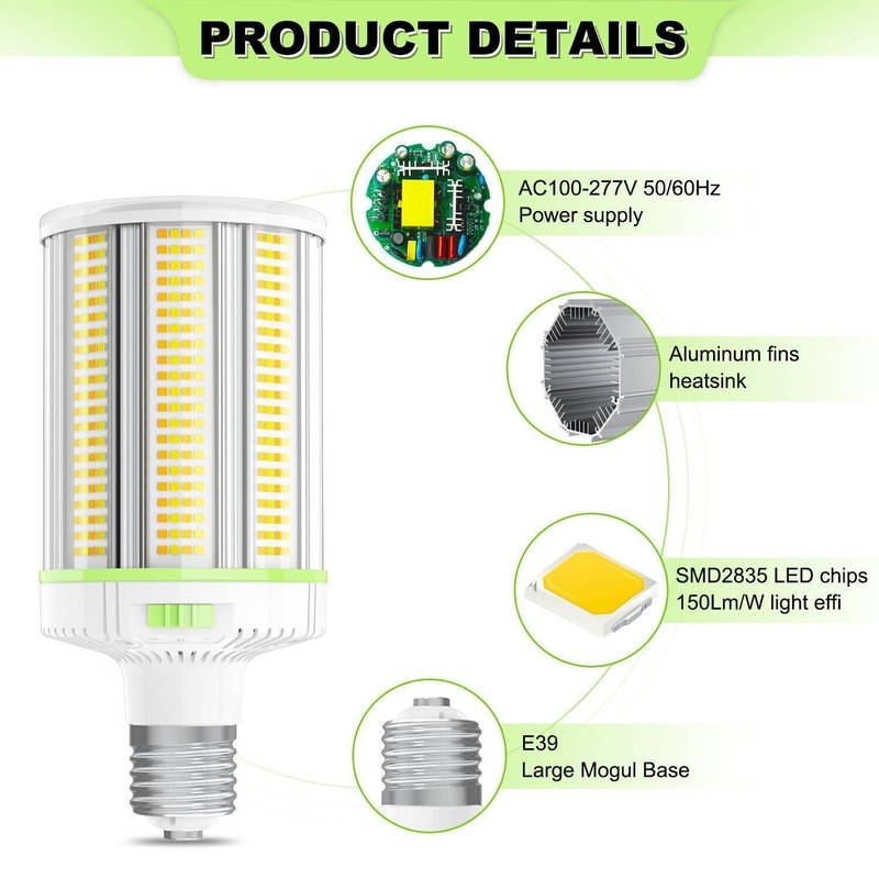 120W Led Corn light bulb, 18000Lm E39 Mogul Base Warehouse Garage Area Lighting gallery