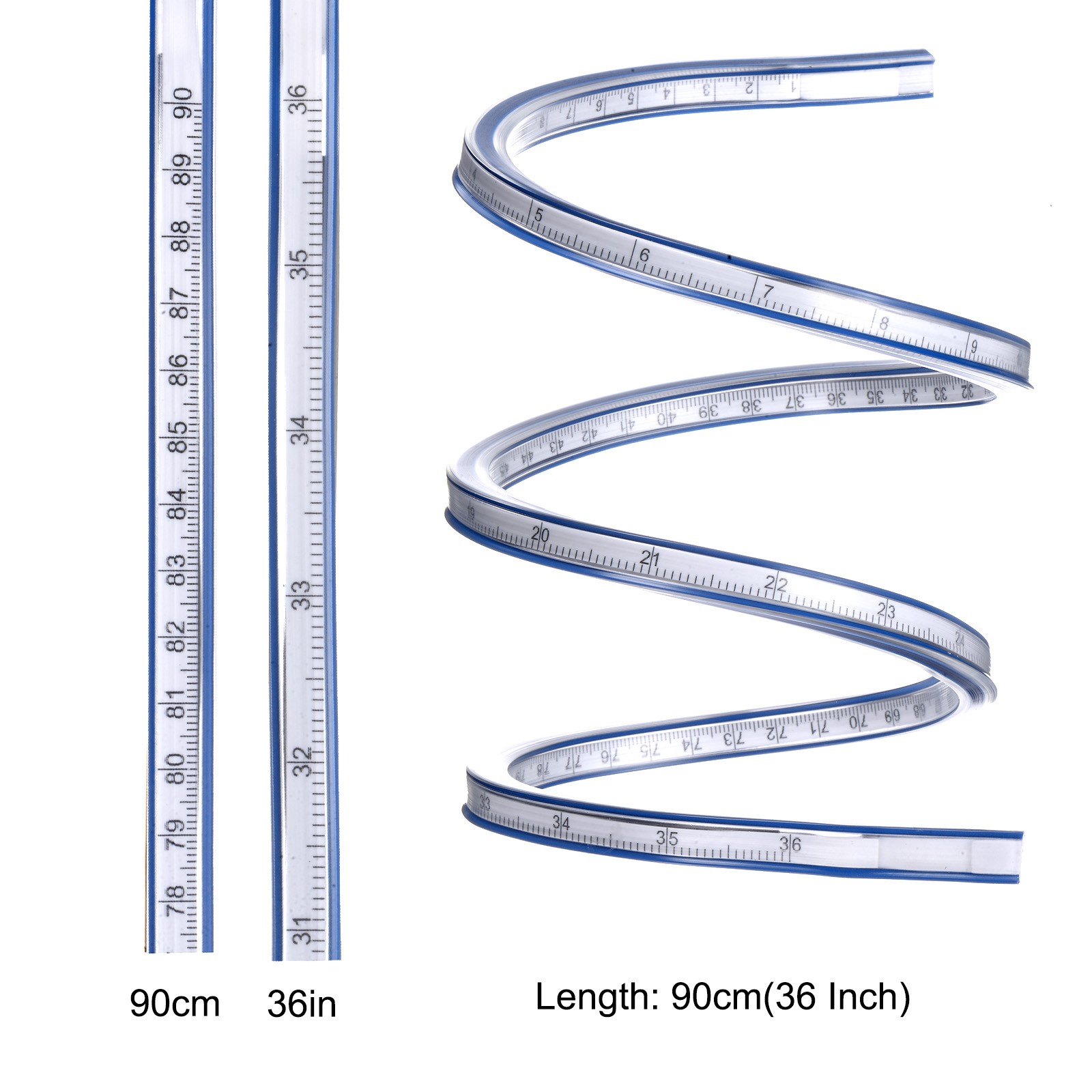 Flexible Ruler 36 Inch 90cm Curve Ruler for Engineering Drawing Blue gallery