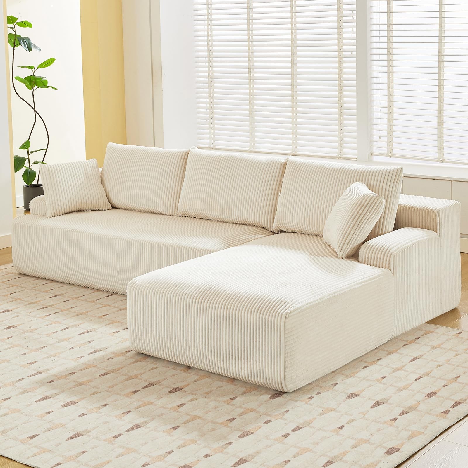 106'' L-Shaped Cloud Modular Sectional Sofa Left Facing Chaise Lounge Boneless gallery
