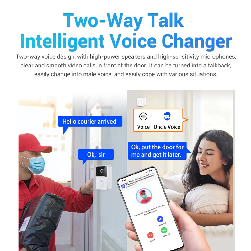 Wireless Security Smart WiFi Doorbell Intercom Video Camera Door Ring Bell Chime gallery