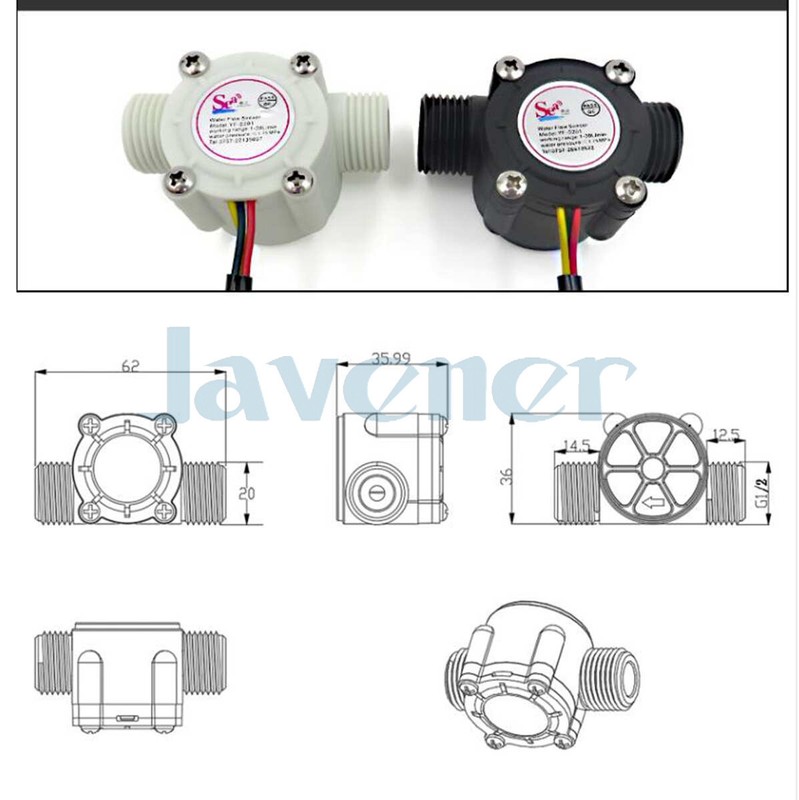 G1/2" 1-30L/min Water Flow Sensor Switch Flowmeter Flow Meter Water Control gallery