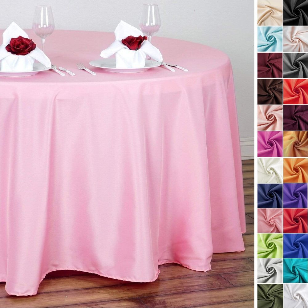 120-Inch Polyester Round Tablecloth Decoration Supplies Dinner Wedding Linens