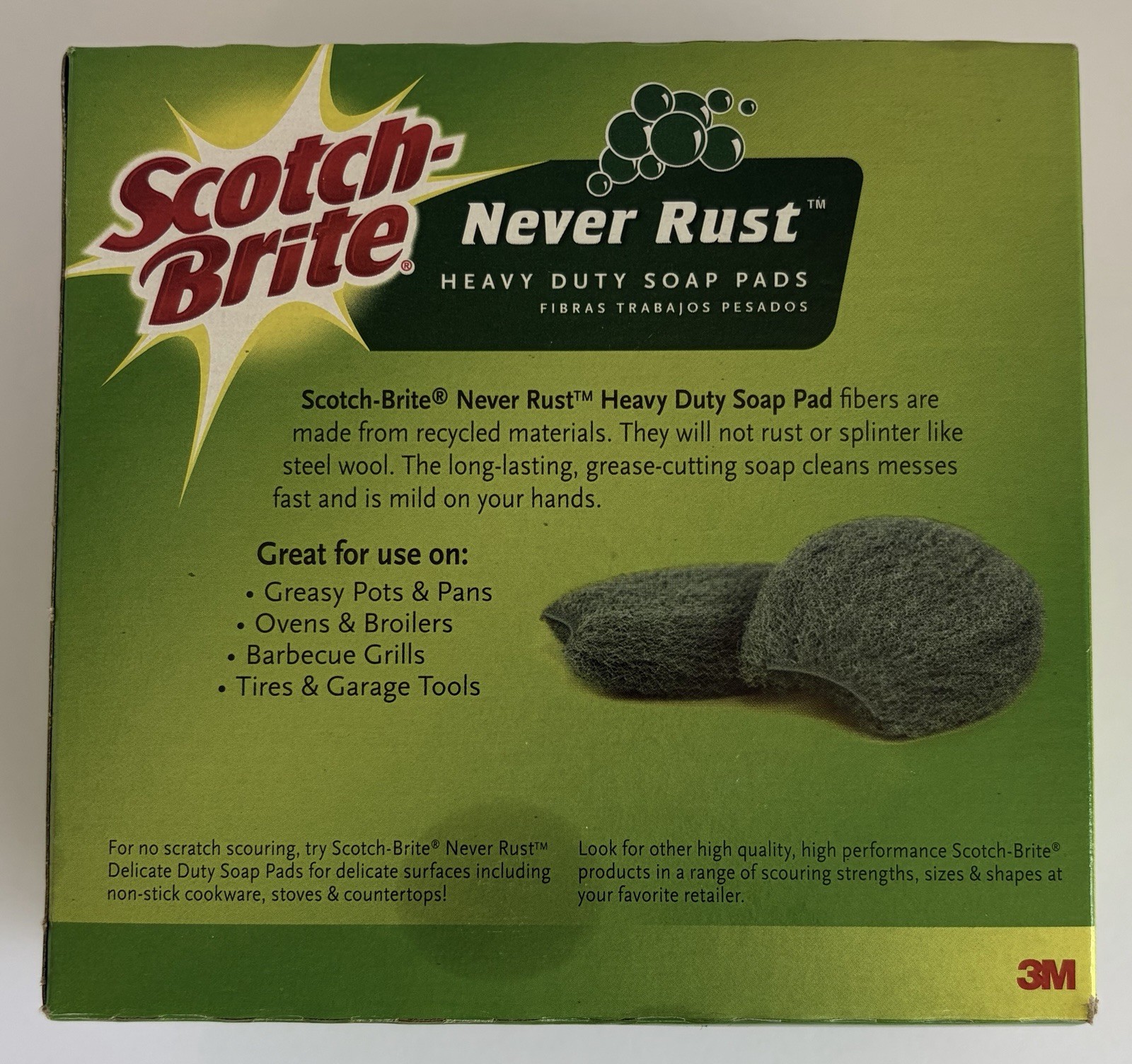 Scotch Brite Never Rust Heavy Duty Soap Pads 8 Count New in Box Discontinued gallery