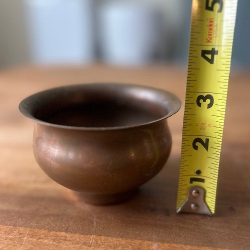 Vintage Handcrafted Copper Offering Bowl 3x4" Ritual Lota India Altar Decor gallery
