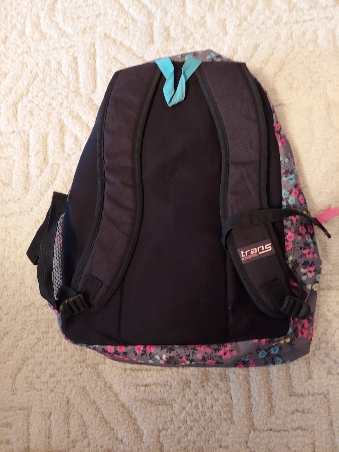 JANSPORT GREY BACKPACK  WITH MULTI COLOR FLOWERS 2