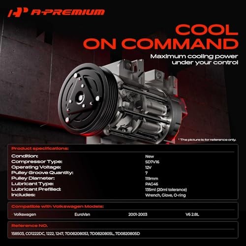 A/C Compressor with Clutch Compatible with Volkswagen EuroVan 2.8L 2001-2003 gallery
