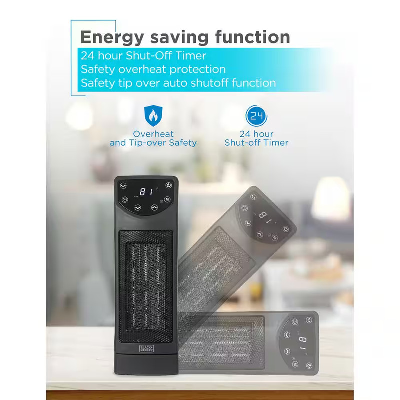 1500W Oscillating Ceramic Desktop Electric Heater Forced Air 13 In. with Remote gallery