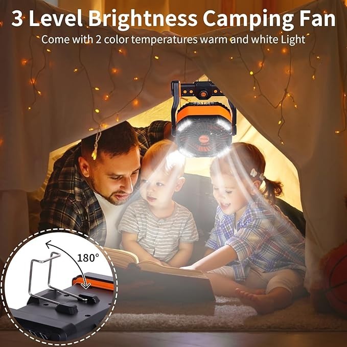 X68 20000mAh Rechargeable Battery Operated fan Outdoor Tent Fan with RGB Light gallery