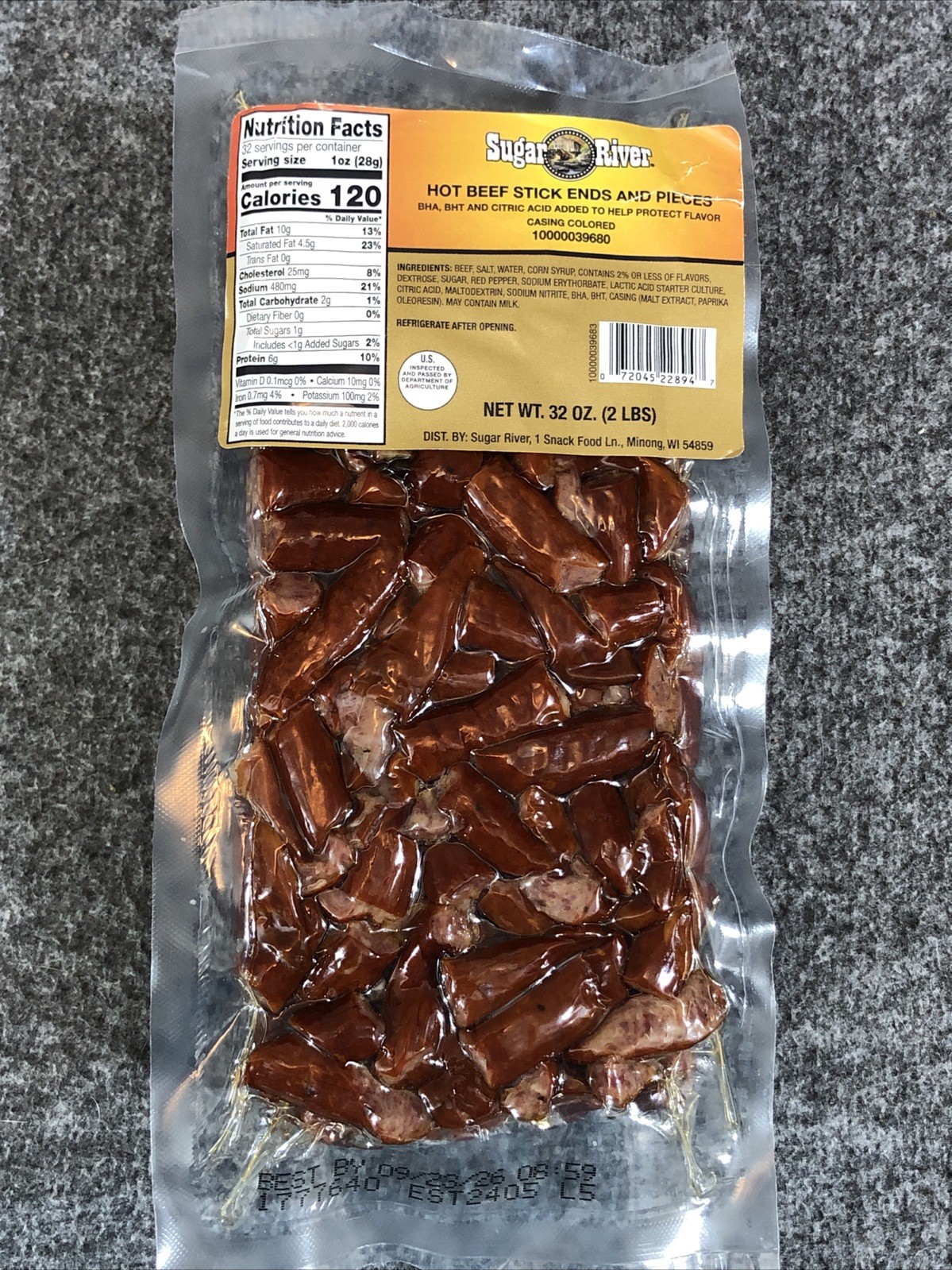 2 x 2lb SUGAR RIVER HOT BEEF Stick Ends & Pieces Gluten Free, NEW PRODUCT! gallery
