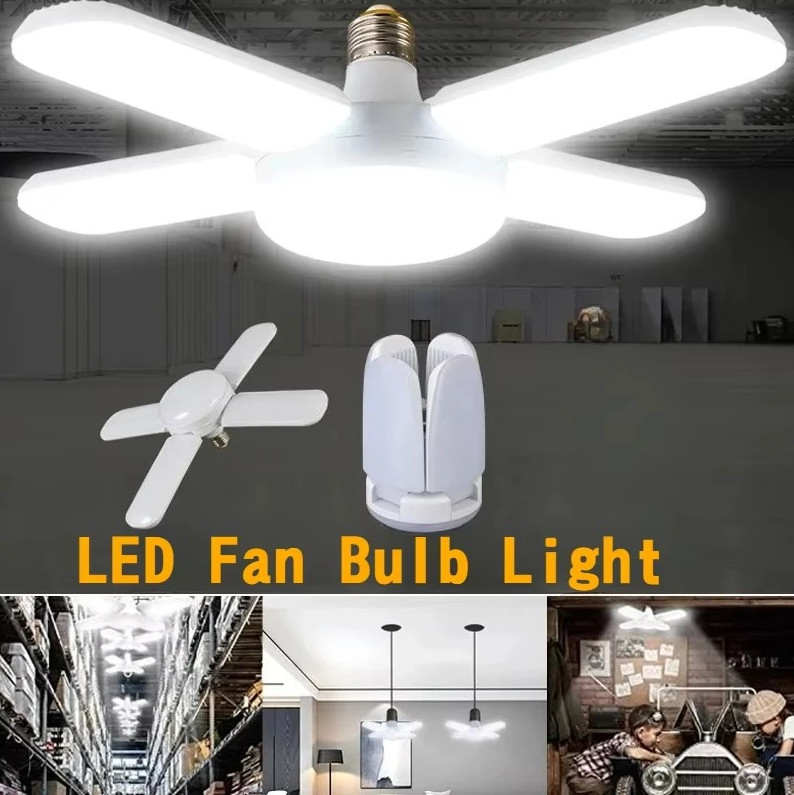 28W Foldable LED Fan Bulb E27 360° Ceiling Garage Light 6000K Lamp gallery