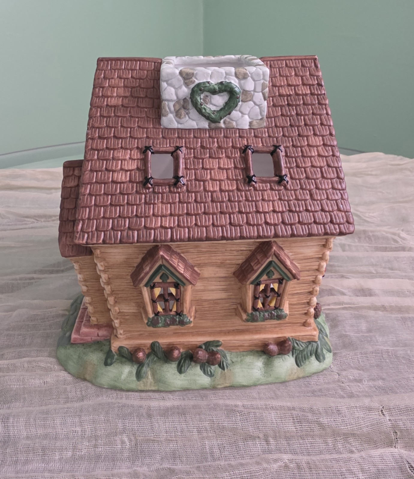 Partylite Forest Friends Log Cabin Birds Tealight Candle Holder House Retired gallery