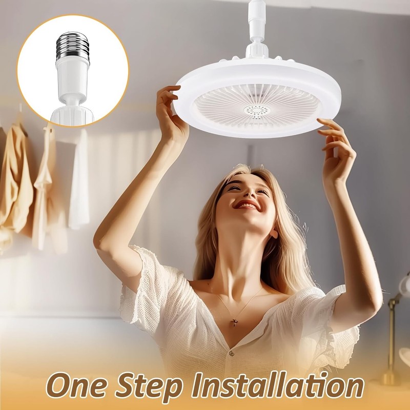 10" Adjustable E27 Socket Ceiling Fan Light 3-Color Temp LED Chandelier w/Remote gallery