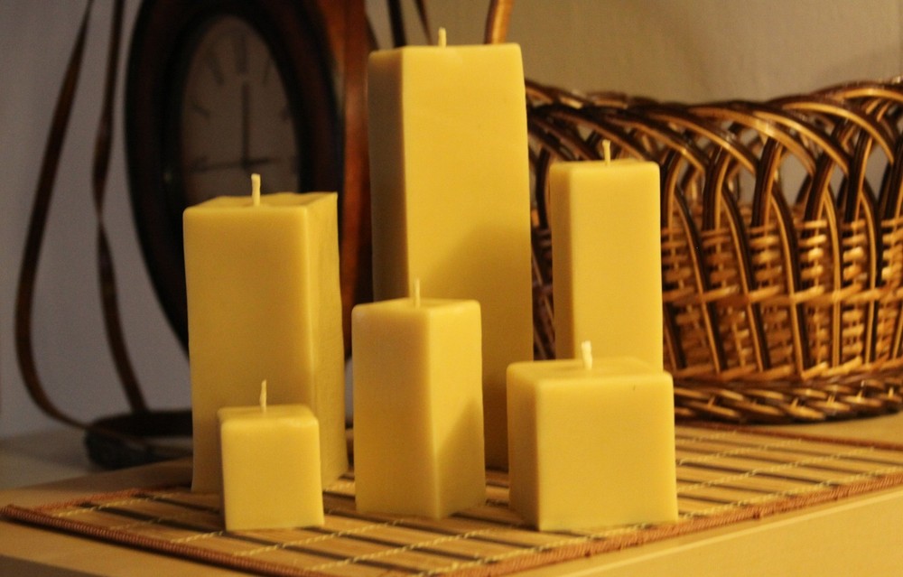 Handmade 100% Pure Beeswax Rectangular Square Candles Cotton Wick US made