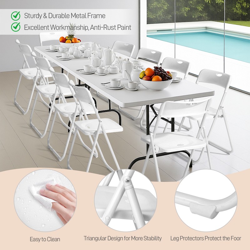 10 PCS Portable Folding Plastic Stackable Chairs for Camping Wedding Party gallery