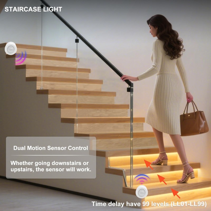Intelligent Motion Stair Light Kit with Main Wire& Daylight , Step by Step Co... gallery