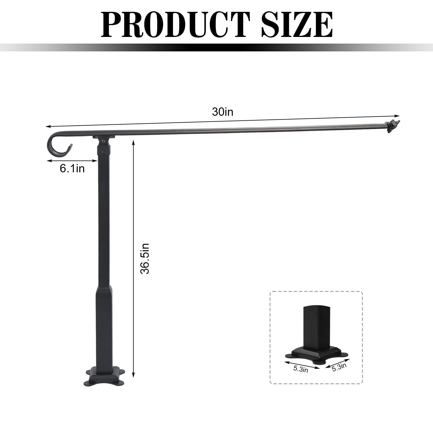 Step Handrail Fit 2-3 Steps Wall-to-Floor Mounted Wrought Iron Handrail gallery