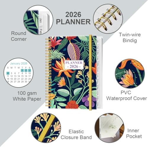 2026 Planner - Planner 2026 from January 2026 - December 6.4" x 8.5" Flower-F gallery