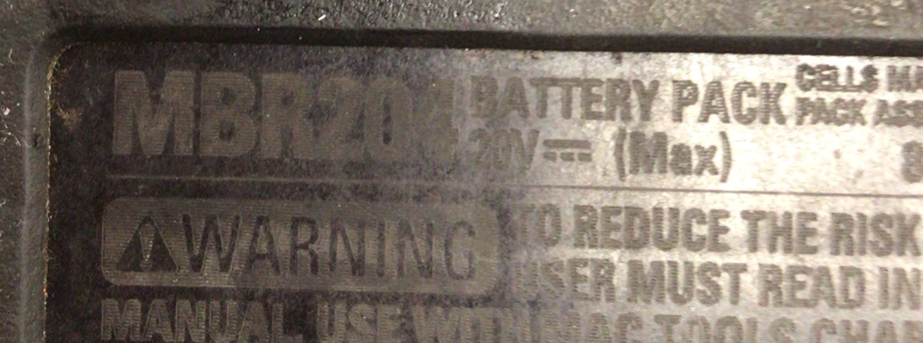 Mac Tools 20V 4.0ah Battery Model MBR204 gallery