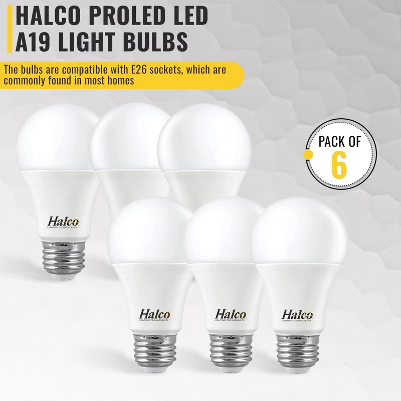Halco ProLED Light Bulb A19 ECO 9 Watts 3000K Non-Dimmable 48 PACK gallery