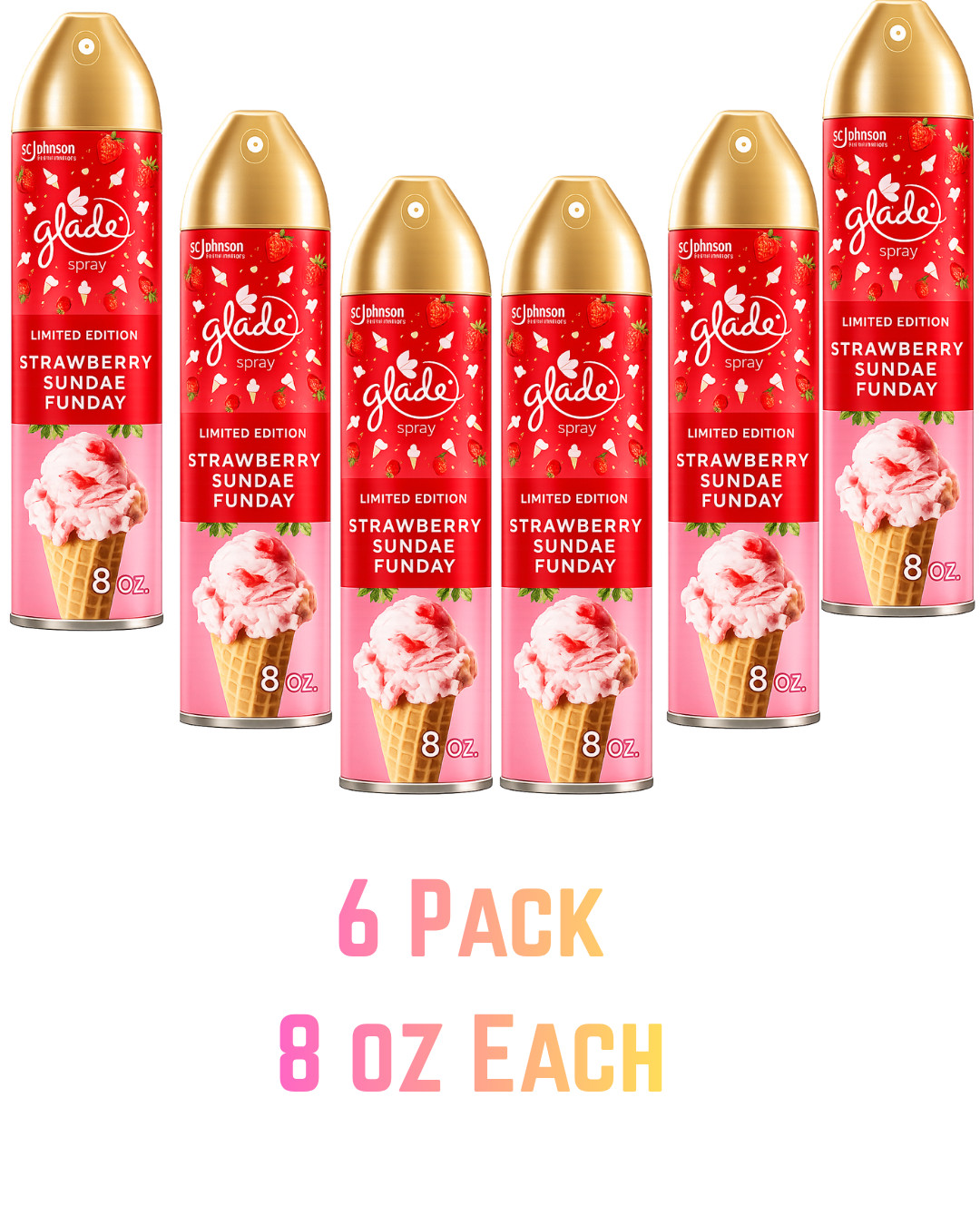 6 Pack Glade Spray Strawberry Sundae Funday Air Freshener, 8 oz LIMITED Edition gallery