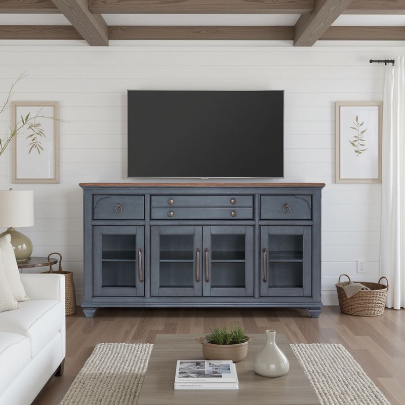 Americana Buffet Server Cabinet, No Assembly Required, Corduroy Blue Finish gallery