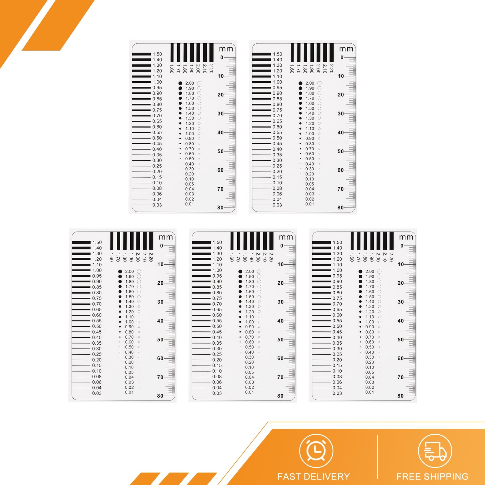 5pack Transparency SEC Size Estimation Chart 80mm Diameter Line gallery
