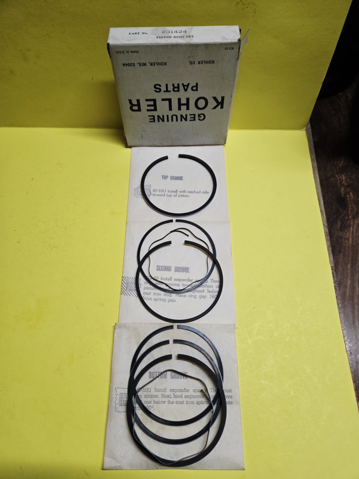 Kohler 231424 / 231424S Piston Rings STD Kohler K161 Engine, Box Set / Old Style gallery
