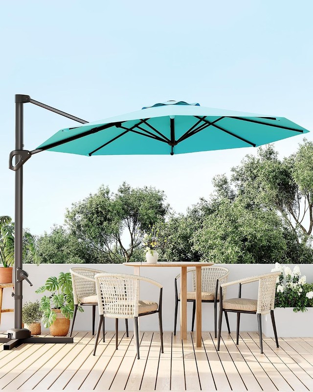 0FT Cantilever Umbrella with Base 360° Rotation Windproof Offset Patio Shade gallery