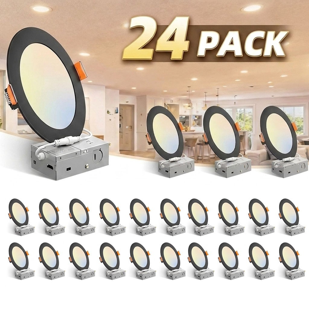 24 Pack 6-Inch Black LED Panel Light, 5CCT 2700K-5000K, 12W 1050LM, Dimmable gallery