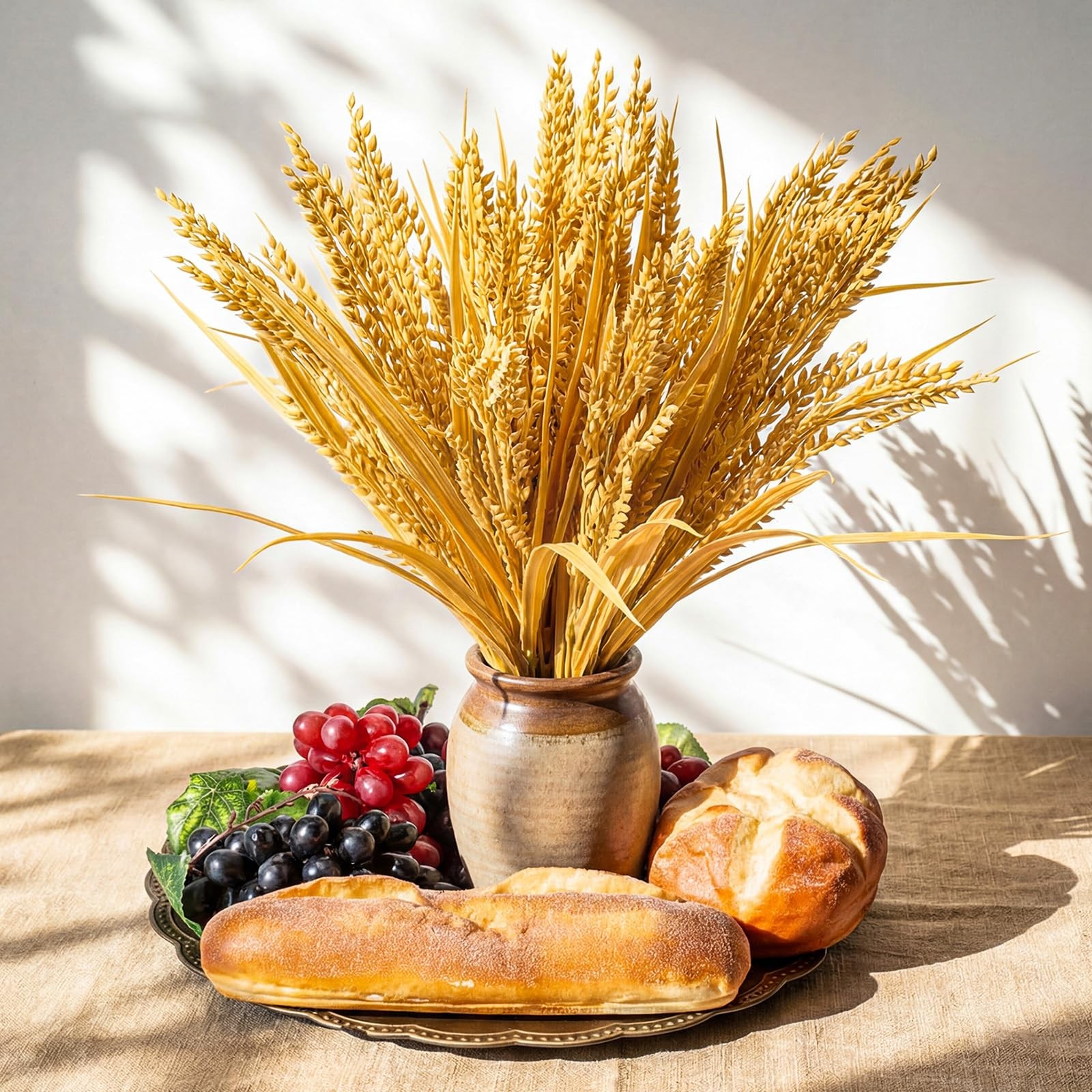 Holy Communion Table Decoration Fake Bread Grape Wheat Stalk Church Decor Set gallery