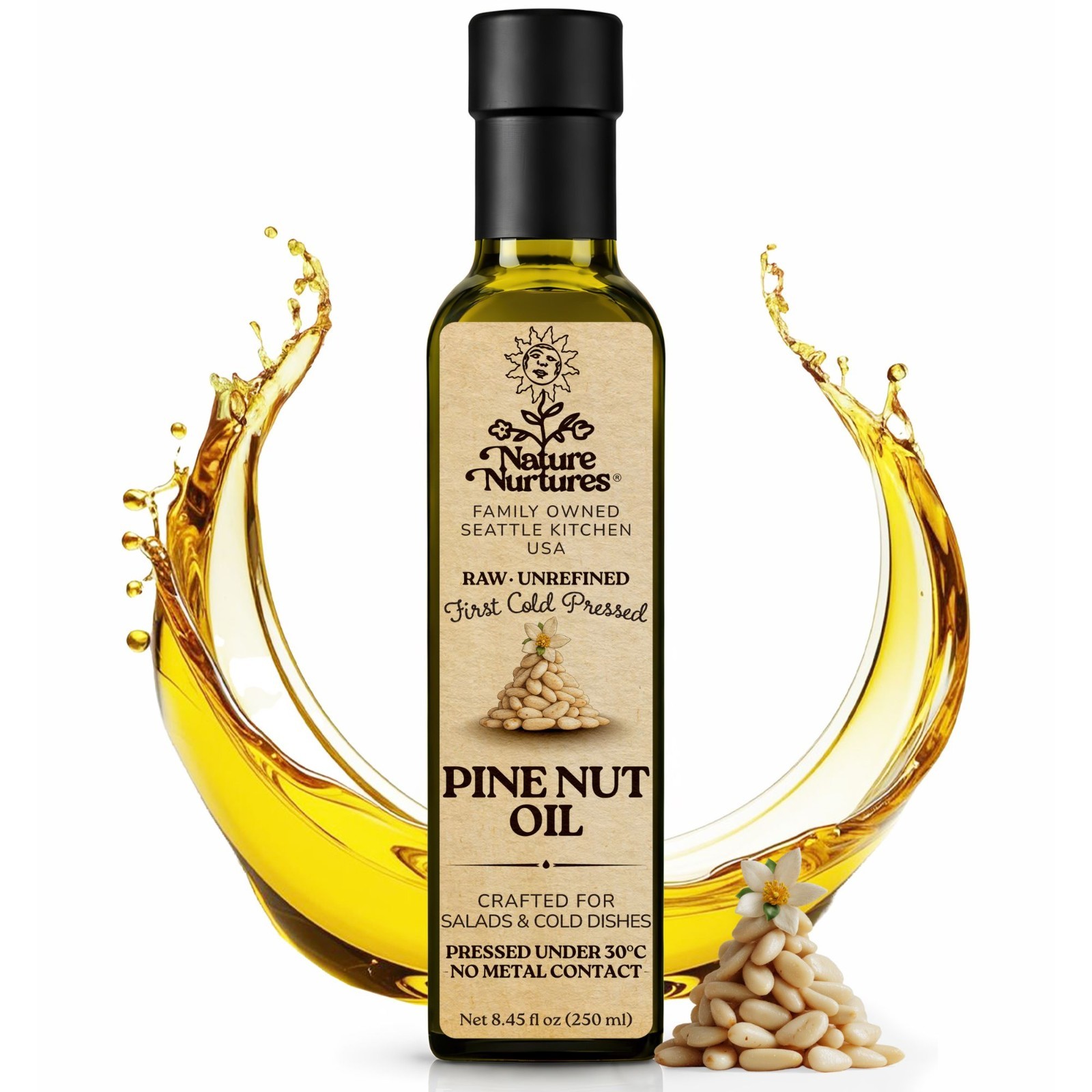 Pine Nut Oil for Cooking Raw Unrefined First Cold-Pressed Below 30C Made in USA gallery