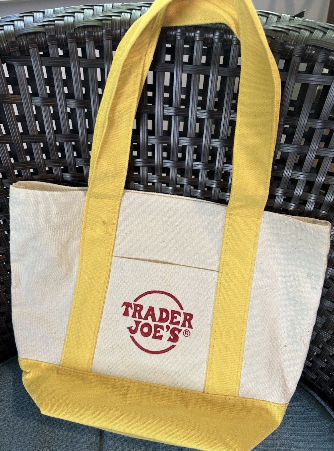Trader Joe’s 2026 Mini Canvas Pastel Reusable Tote Bag Yellow - BRAND NEW | US gallery