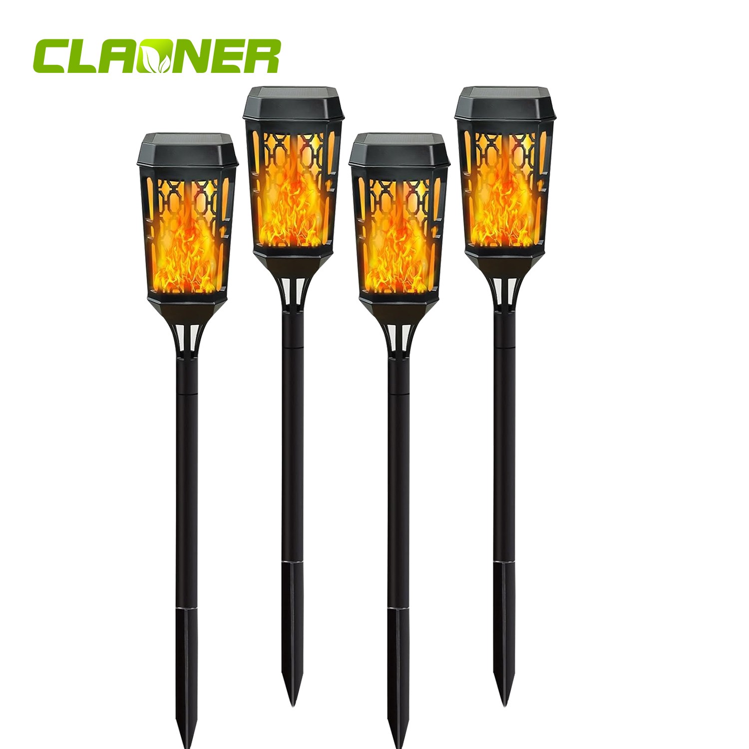 4x Solar Flame Lights LED Flickering Outdoor Garden Pathway Landscape Torch Lamp gallery