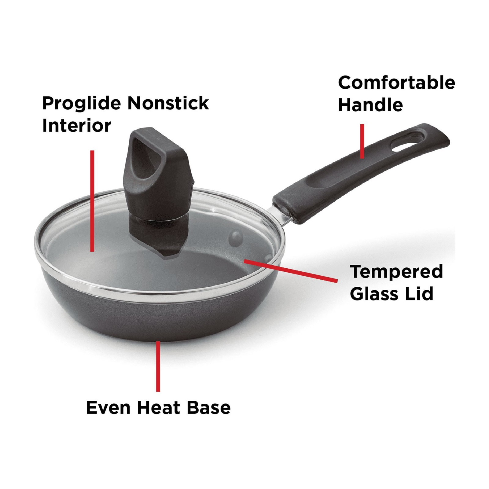 Easy Care Nonstick Cookware, Covered One Egg Wonder Fry Pan, 4.5 inch, Black gallery