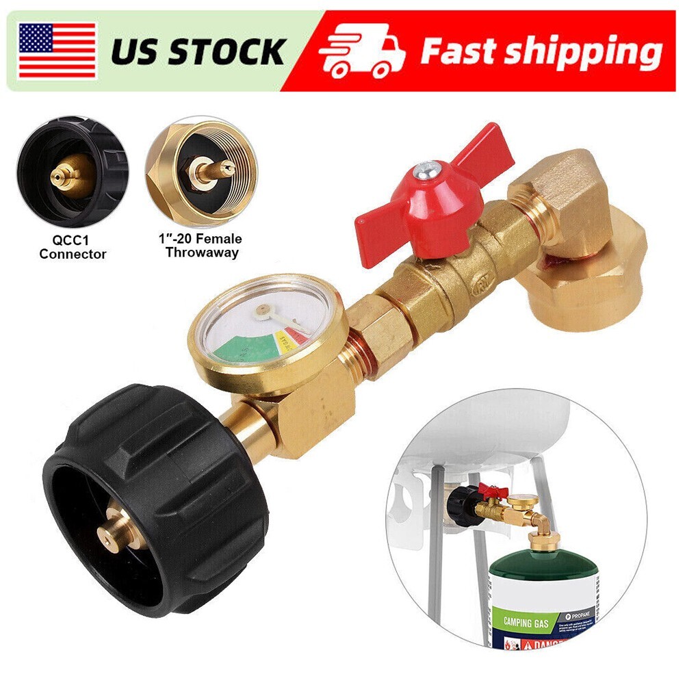 1-4 Propane Refill Adapter With Valve and Gauge Fill 1Lb Bottle From 5-40Lb Tank gallery