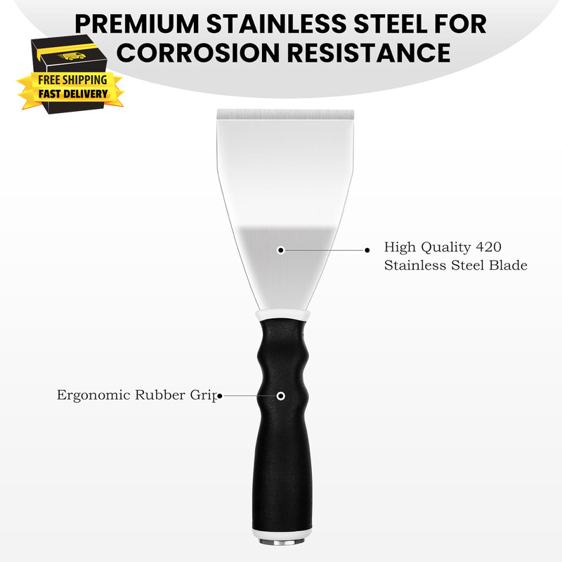 Bent Heavy Duty Scraper, 3" Bent Scraper with Pole Socket Hammer End, Stainless gallery