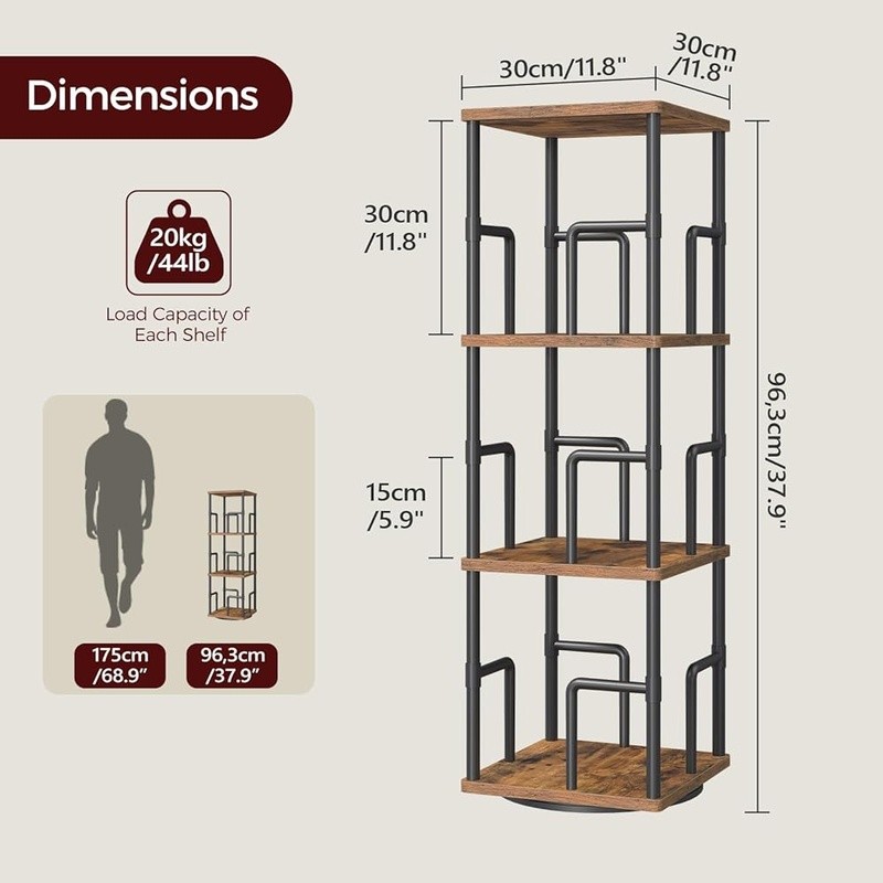 Rotating Bookshelf Space Saving Corner Display Storage Home Office Organizer New gallery