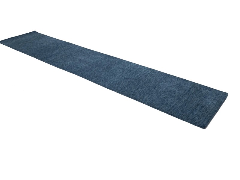 Steel Blue Solid Design Hand-Loomed 3X12 Gabbeh Wool Runner Rug Oriental Carpet gallery