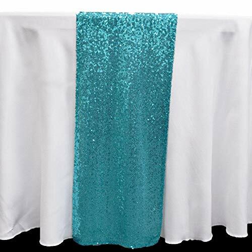Quasimoon Turquoise Sequin Table Runner - 12 x 108 Inch by PaperLanternStore gallery