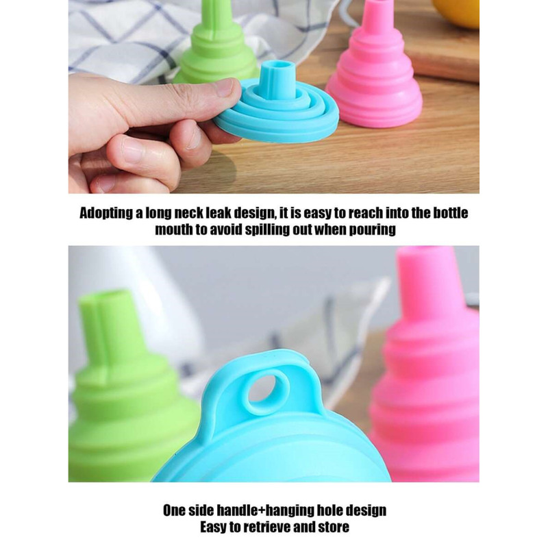 2pcs Kitchen Collapsible Funnels Set Foldable Food Graded Small Silicone Funnels gallery