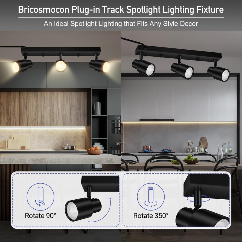 Plug-in Track Lighting LED, Track Light Fixtures Ceiling, Black Plug in Wall ... gallery