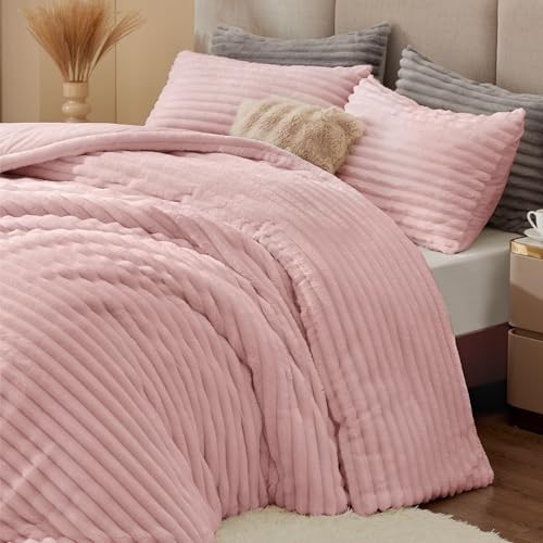 Fleece Comforter Set -Super Soft & Warm Fluffy Bedding, Luxury Queen Pink gallery