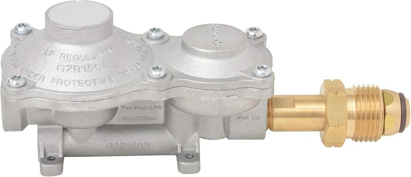 Flame King 2 Stage Propane LP Horizontal Super Compact Regulator with POL for RV gallery