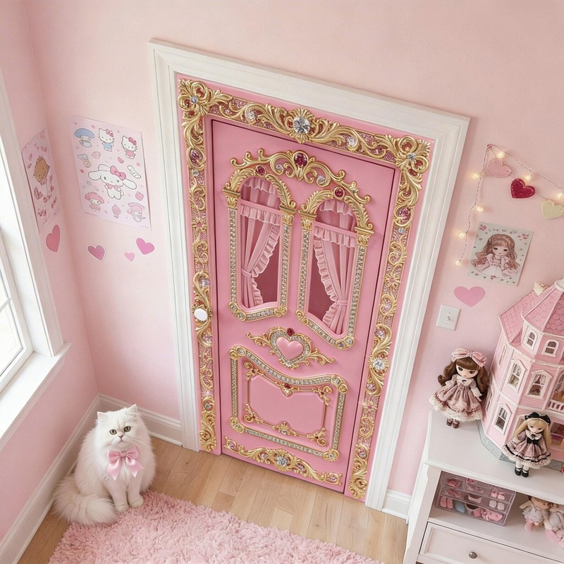 Hyperfemininity Door Wrap, Bimbocore Style, 1-piece Laminated Sticker Mural gallery