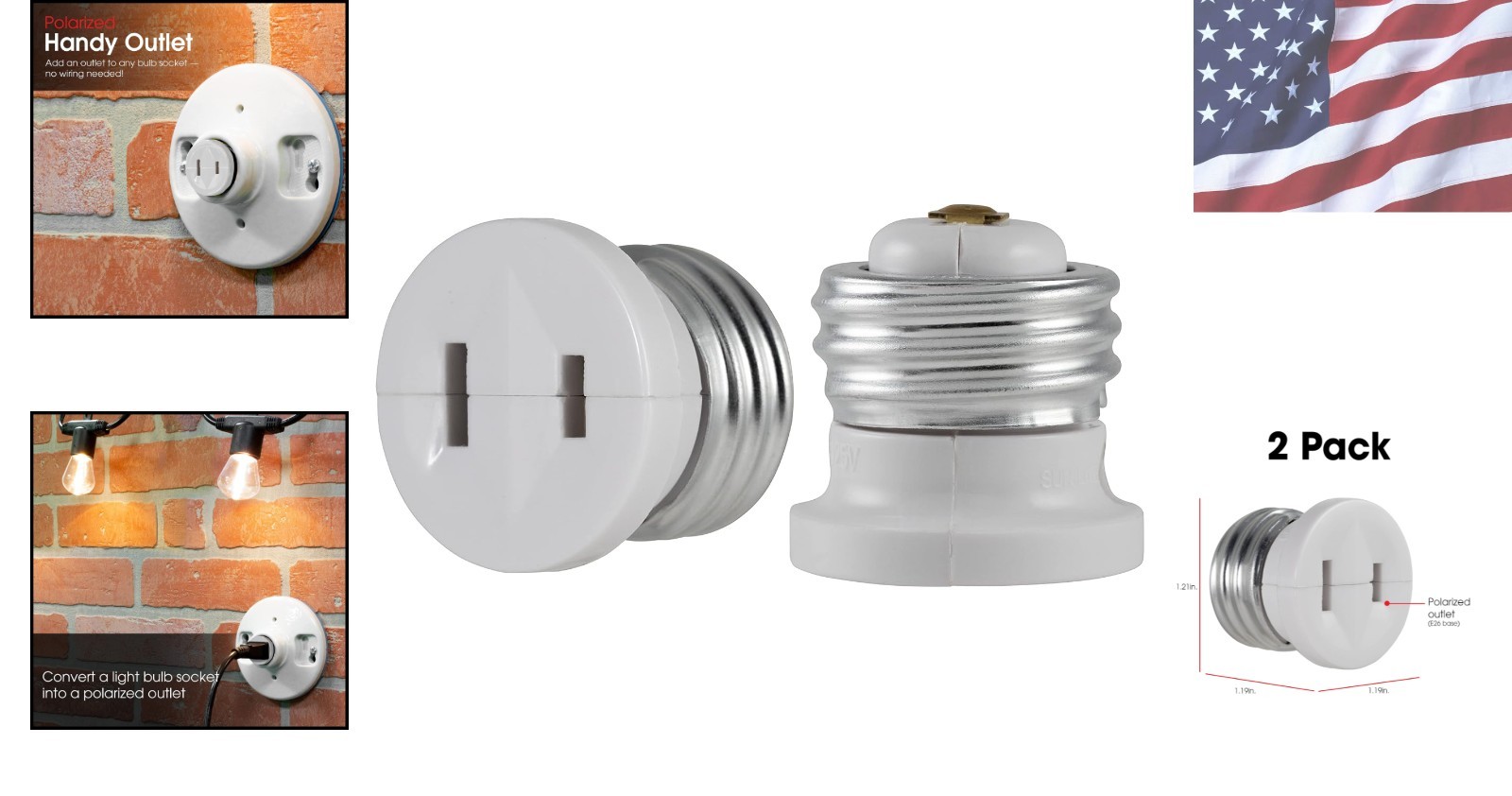 Compact and Versatile 2-Pack Socket Adapters for Indoor Use – Easy Installation gallery